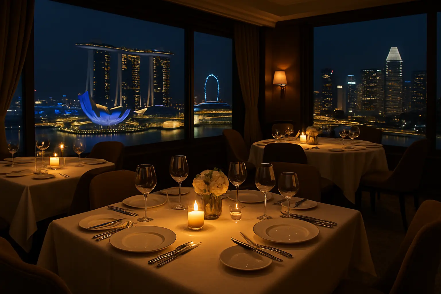 Fine dining with city view