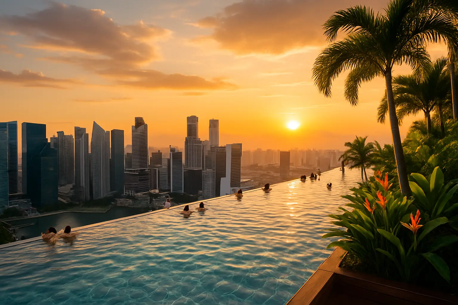 SkyPark infinity pool overlooking Singapore